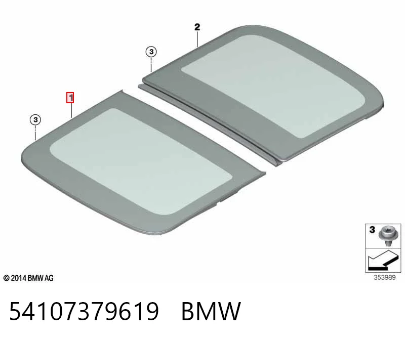 54107379619 BMW Tapa delantera de la escotilla del techo