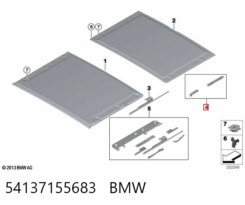 54137155683 BMW Guía de techo corredizo