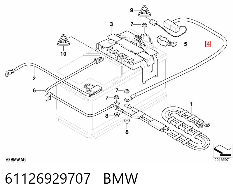 61126929707 BMW Cable de terminal positivo de batería
