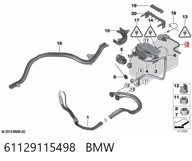 61129115498 BMW Cable de masa de batería