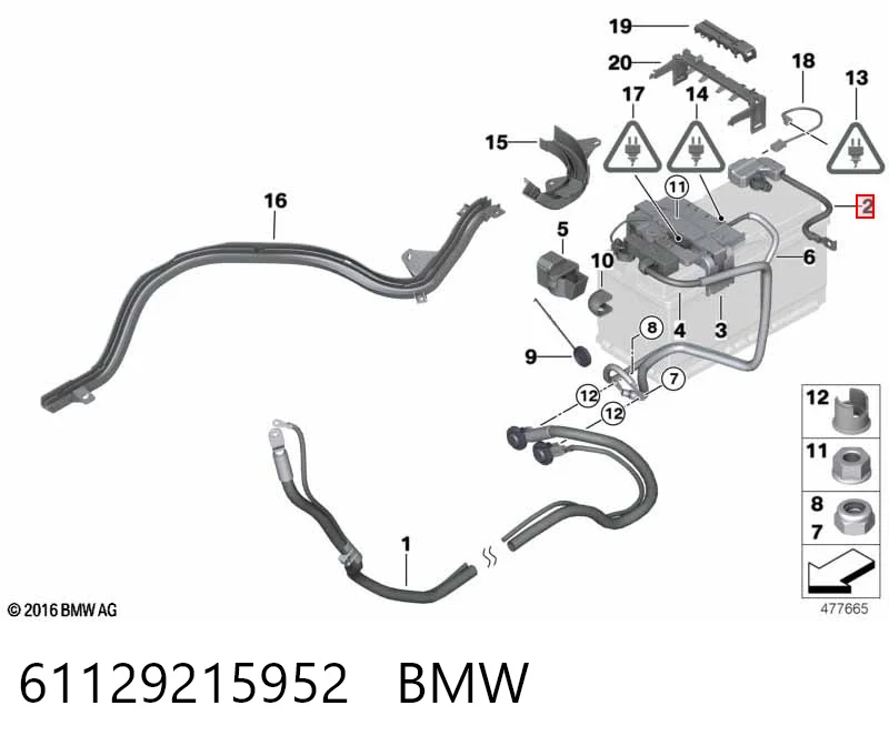 61129215952 BMW Cable de masa de batería