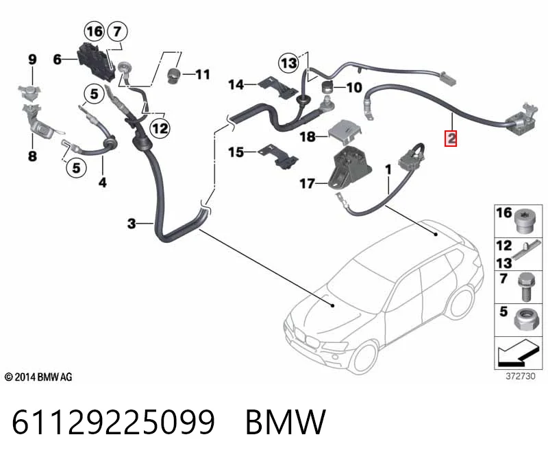 61129225099 BMW Cable de terminal positivo de batería