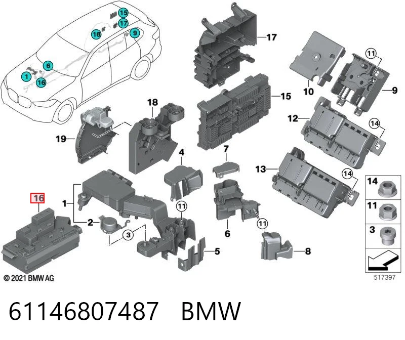 Caja de relés y fusibles para BMW X5  G05, F95