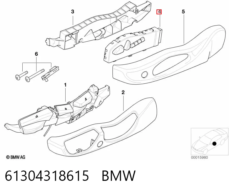 Bloque de botones del mecanismo de ajuste de asiento izquierdo 61304318615 BMW