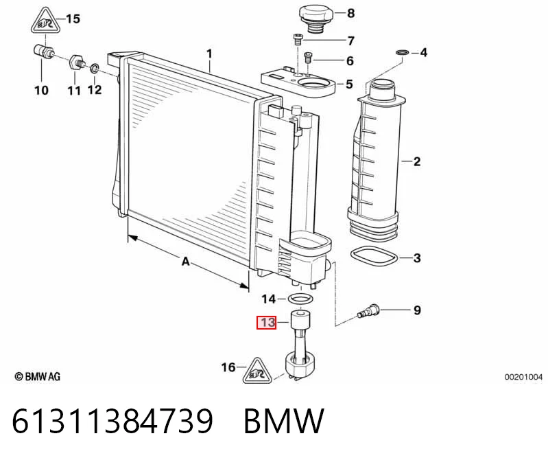 61311384739 BMW Sensor de nivel de refrigerante del radiador