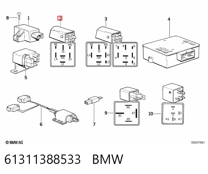 Relé de intermitentes 61311388533 BMW