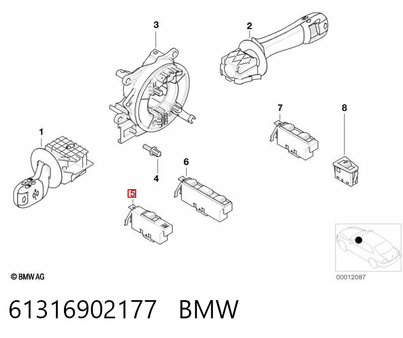 61316902177 BMW Botón de encendido del motor del elevalunas delantero izquierdo