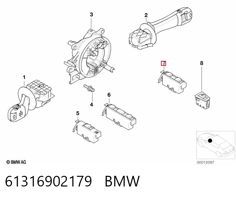 61316902179 BMW Botón de encendido, motor eléctrico, elevalunas, puerta delantera derecha