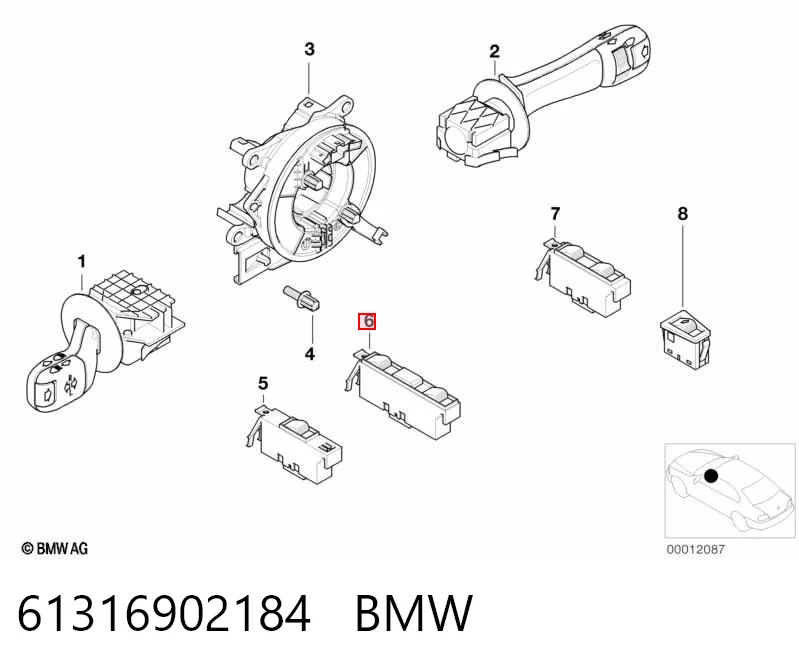 61316902184 BMW Unidad de control de elevalunas delantera izquierda
