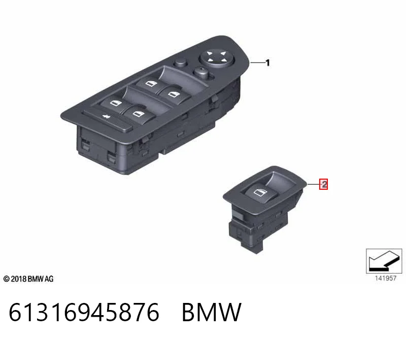 61316945876 BMW Botón de encendido del motor del elevalunas trasero derecho