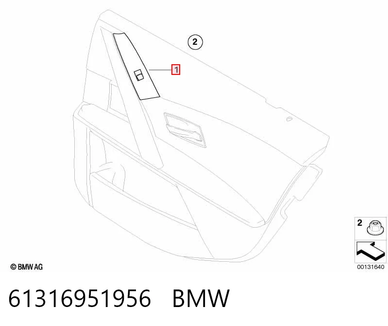 61316951956 BMW Botón de encendido, motor eléctrico, elevalunas, puerta delantera derecha