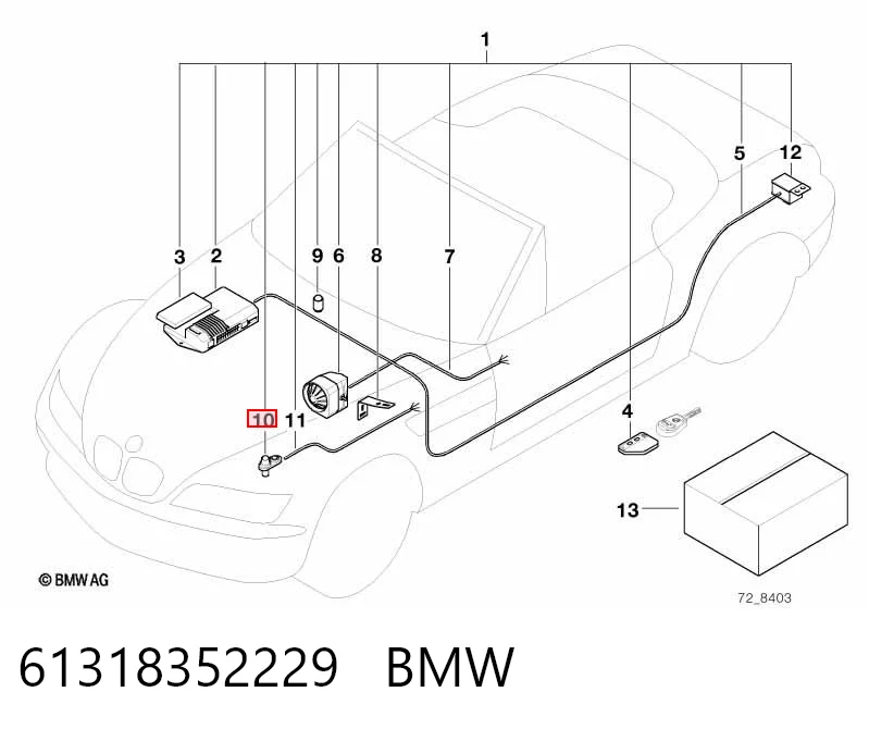 61318352229 BMW Interruptor de control del techo solar