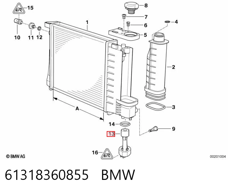 61318360855 BMW Sensor de nivel de refrigerante del radiador
