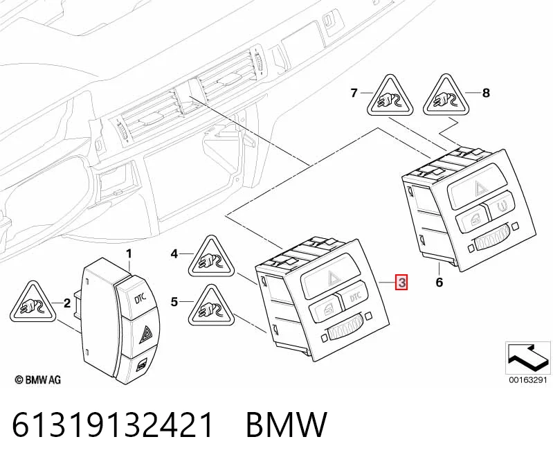 Boton de luz de emergencía para BMW 3  E90