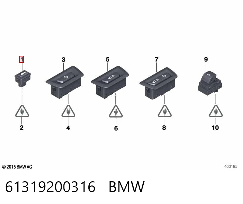 61319200316 BMW Botón interior de apertura de maletero