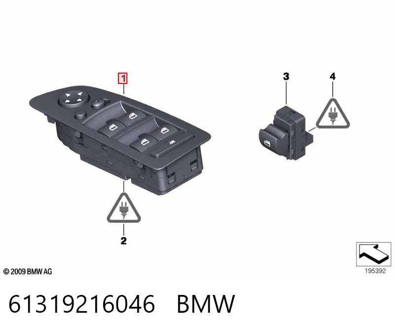 61319216046 BMW Unidad de control de elevalunas delantera izquierda