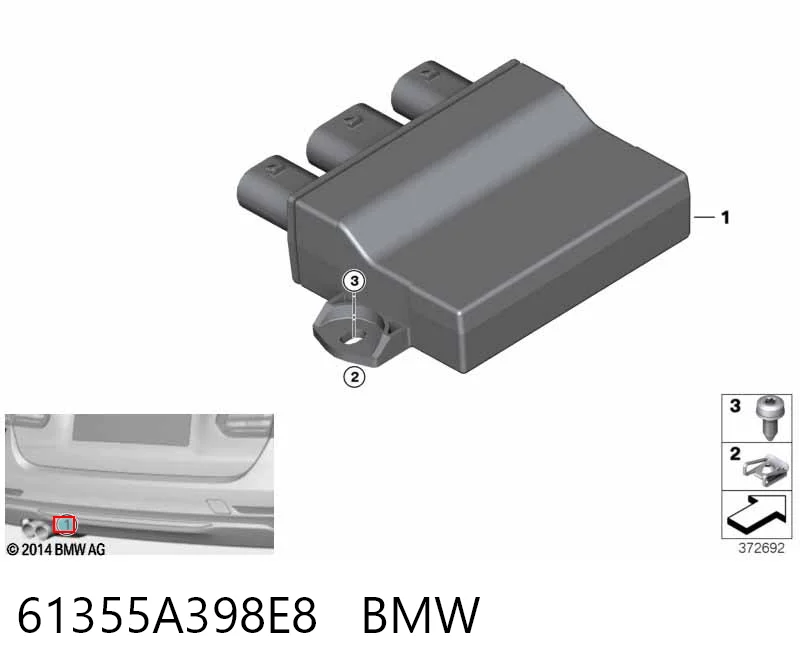 61355A398E8 BMW Módulo de control de apertura de la tapa del maletero