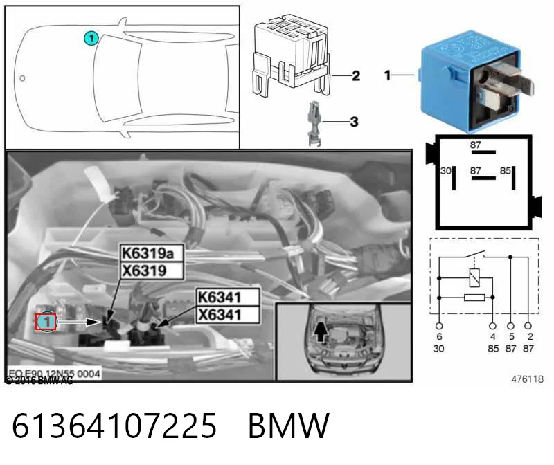 61364107225 BMW Relé eléctrico multifuncional