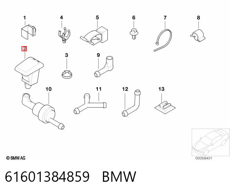 61601384859 BMW Boquilla del lavaparabrisas