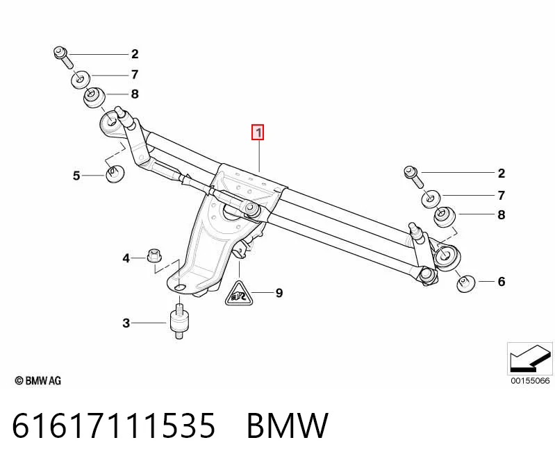 61617111535 BMW Varillaje de limpiaparabrisas