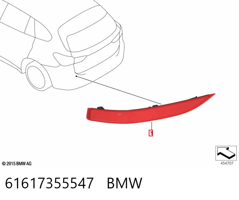 61617355547 BMW Reflector, paragolpes trasero, izquierdo
