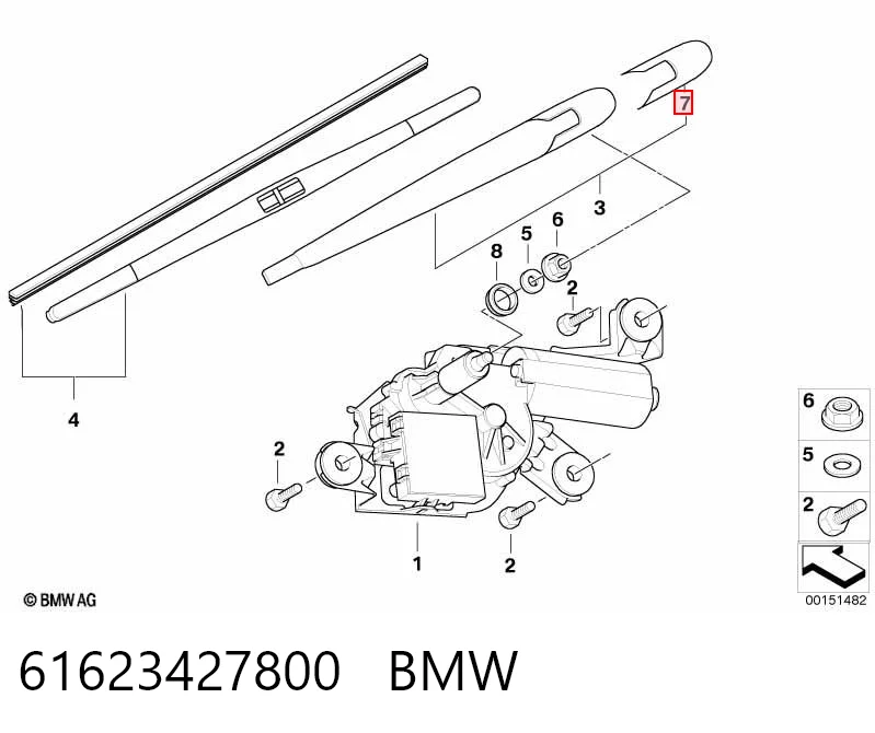 61623427800 BMW Tapa de la tuerca del brazo del limpiaparabrisas trasero