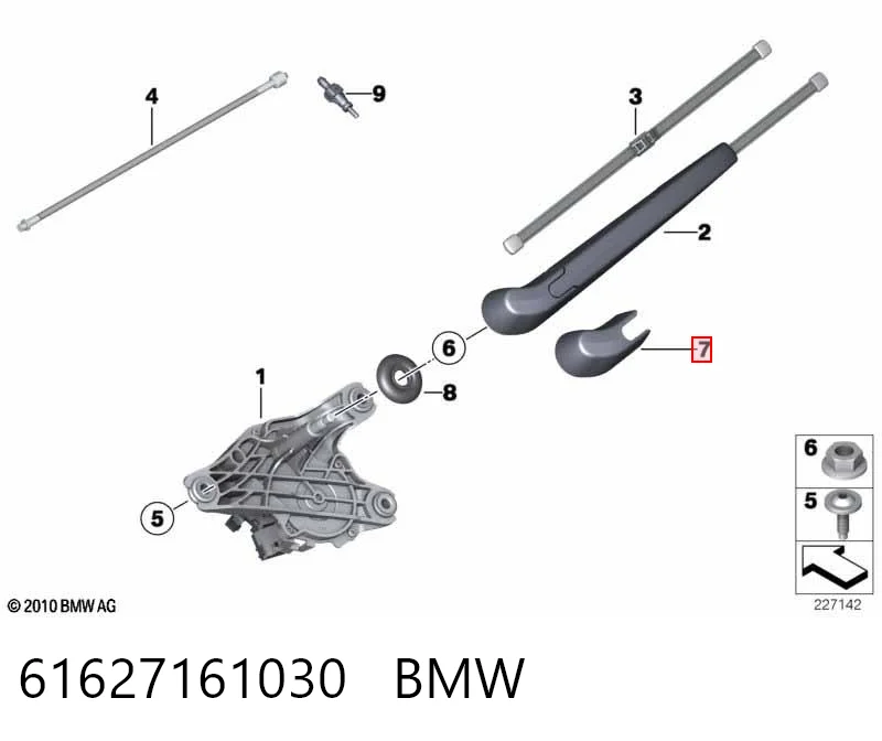 61627161030 BMW Tapa de la tuerca del brazo del limpiaparabrisas trasero