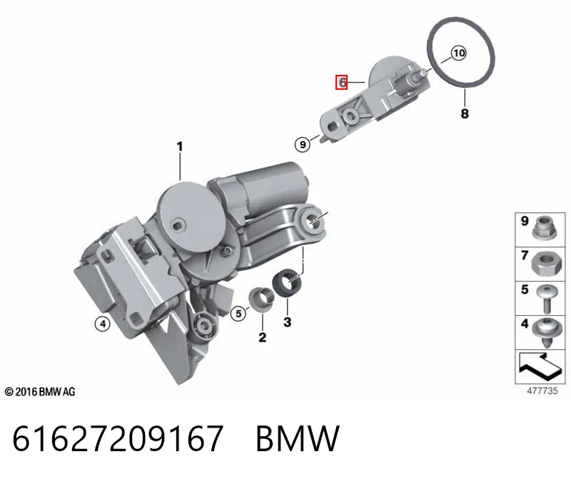 61627209167 BMW Mecanismo del limpiaparabrisas trasero