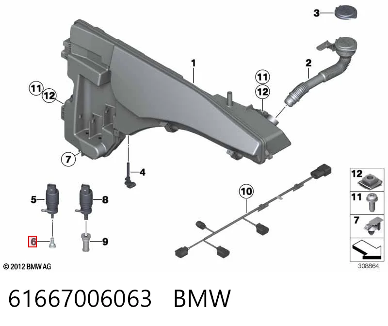 61667006063 BMW Filtro de malla de la bomba de limpiaparabrisas