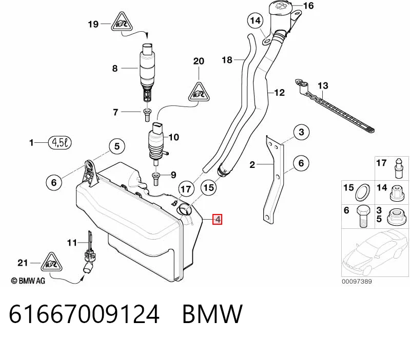 Botella limpiaparabrisas para BMW 7  E65, E66, E67