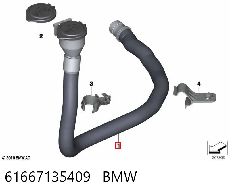 61667135409 BMW Cuello del depósito del agua de lavado