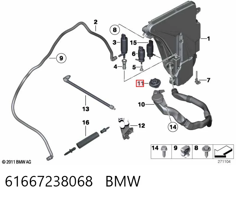 61667238068 BMW Botella limpiaparabrisas