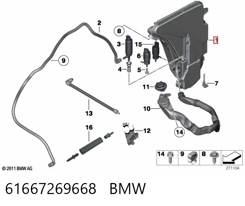 61667269668 BMW Botella limpiaparabrisas