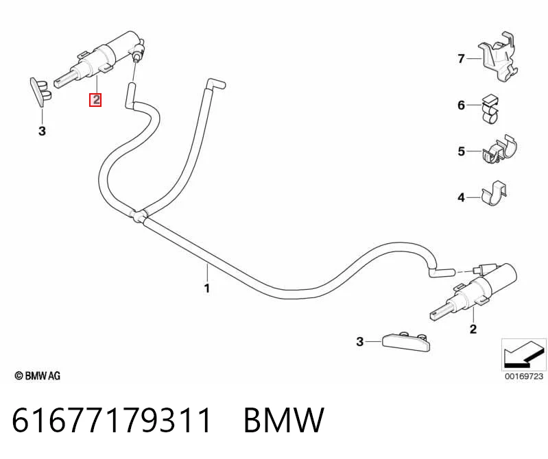 61677179311 BMW Soporte de inyector del lavafaros (cilindro elevador)