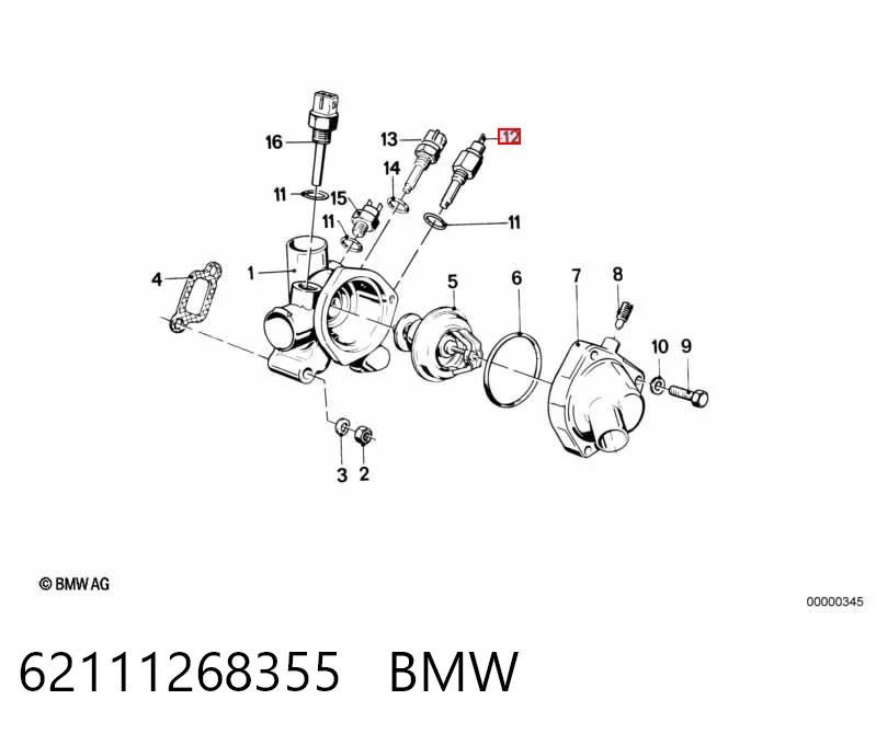62111268355 BMW Sensor temperatura refrigerante