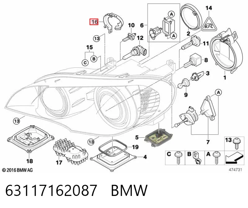 63117162087 BMW Portalámparas de faro
