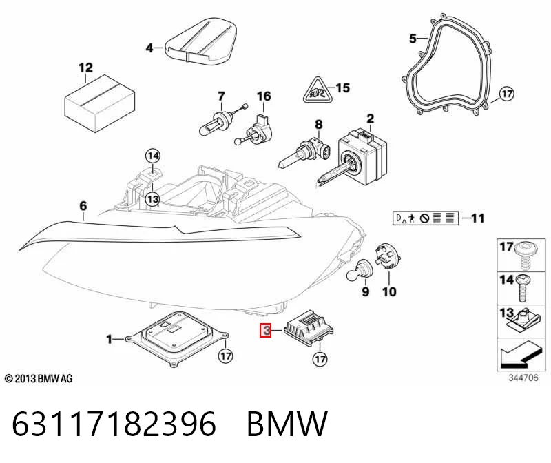 63117182396 BMW Módulo de control de iluminación adaptativa (ECU)