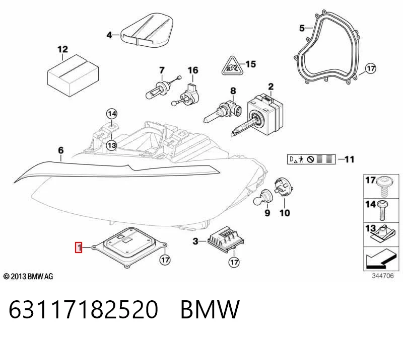 63117182520 BMW Unidad de control de xenón