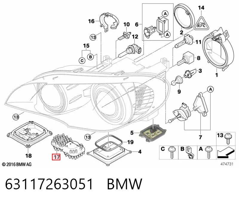 63117263051 BMW Módulo de control de luces de faros (ECU)