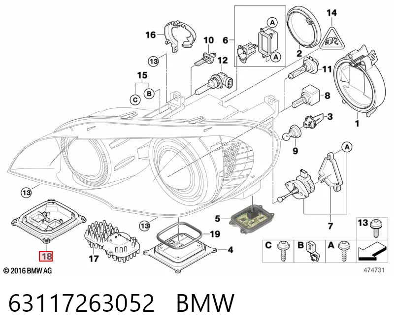 63117263052 BMW Módulo de control de luces diurnas