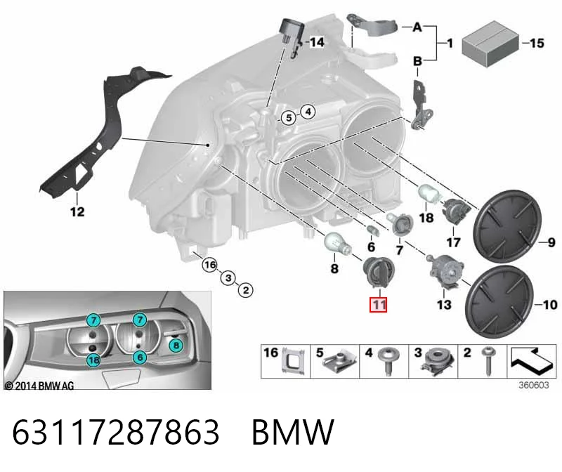63117287863 BMW Portalámparas de faro