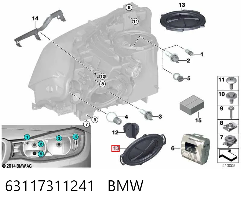 63117311241 BMW Cubierta trasera del faro
