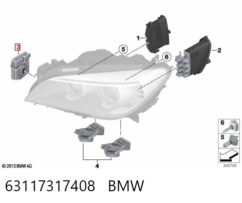 63117317408 BMW Centralita, faros xenon