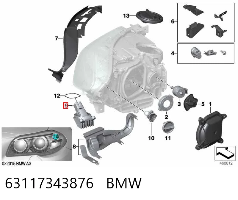 63117343876 BMW Módulo de control de luces diurnas