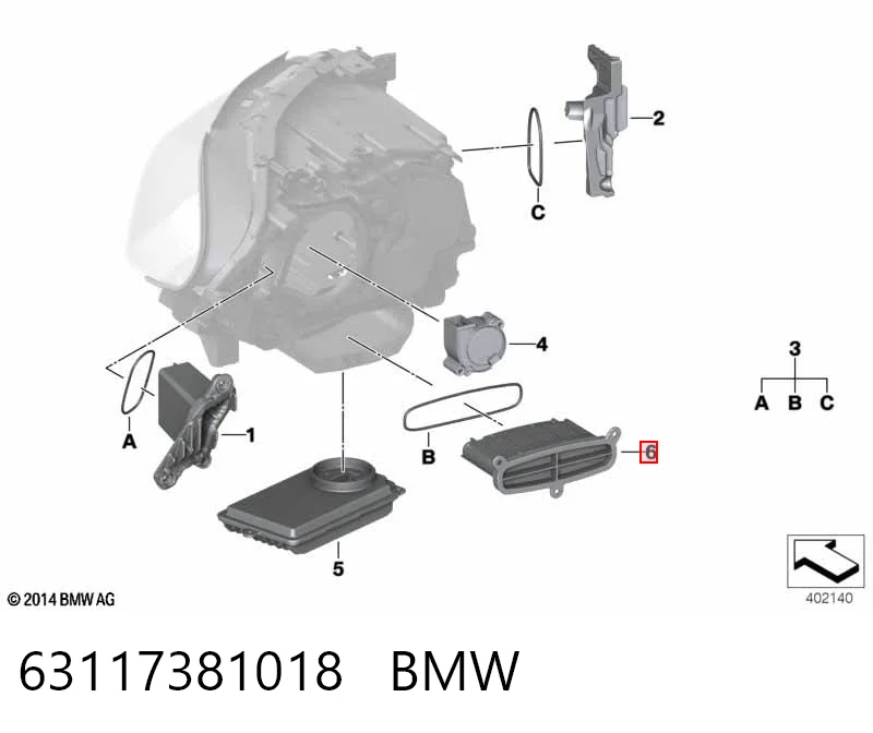 63117381018 BMW Módulo de control de luces de faros (ECU)