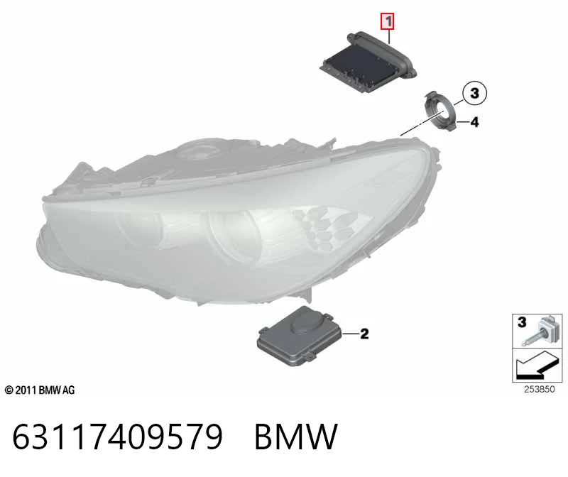 63117409579 BMW Módulo de control de luces de faros (ECU)