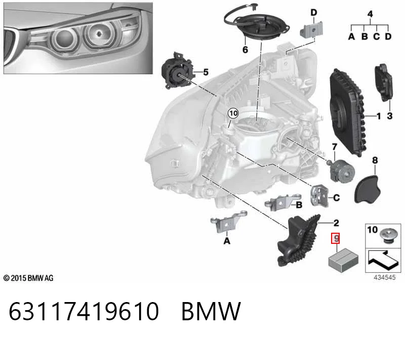 63117419610 BMW Módulo de control de luces de faros (ECU)