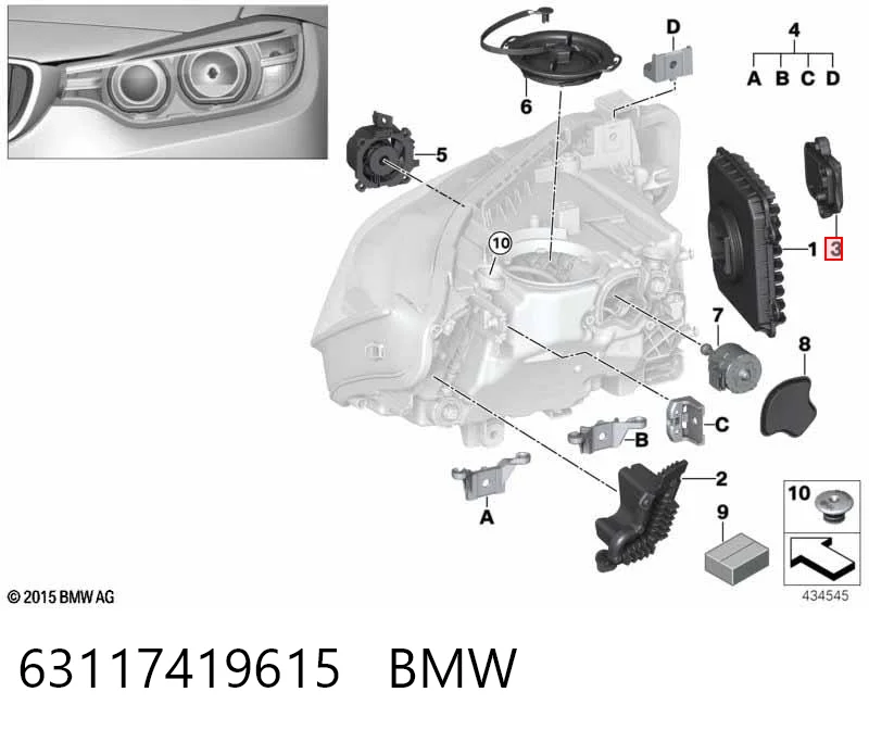 63117419615 BMW Módulo de control de luces diurnas