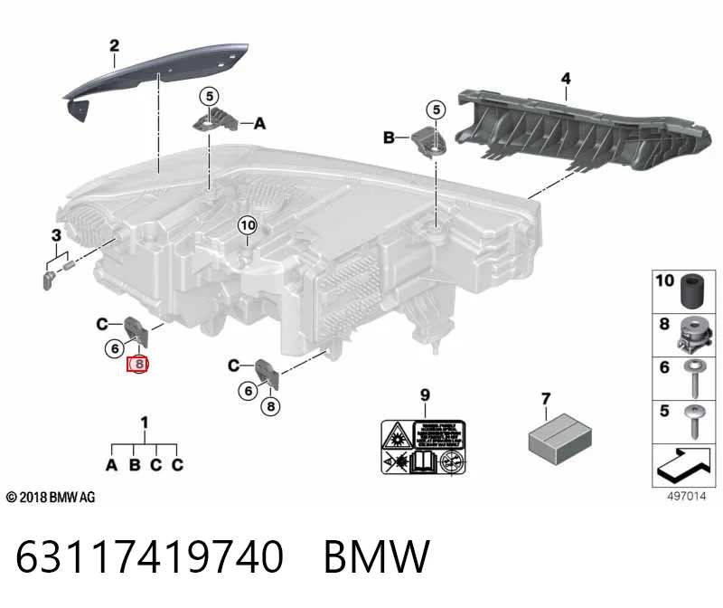 63117419740 BMW Soporte de montaje del faro delantero