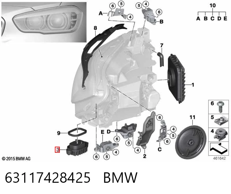 63117428425 BMW Módulo de control de luces diurnas